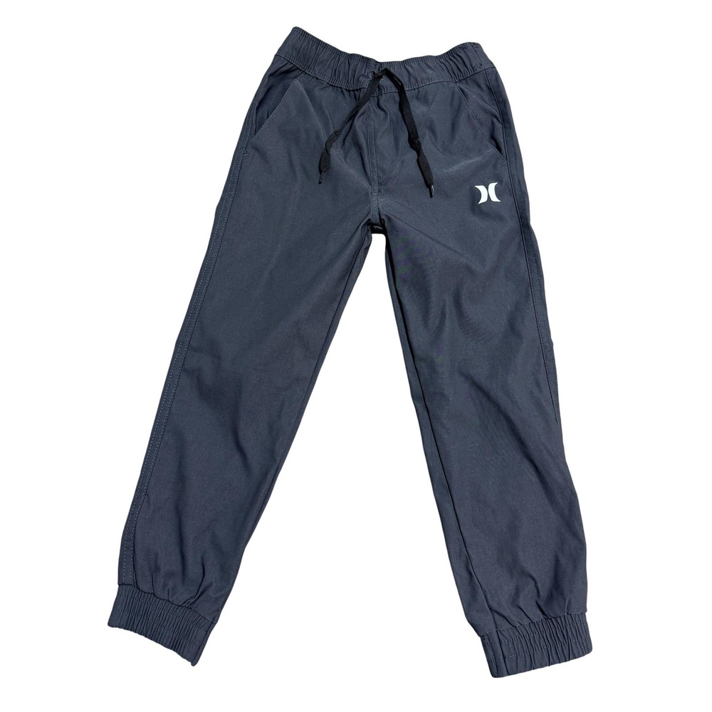 Hurley Jogger Pants Kids 5/6 Gray Nylon Stretch Elastic Waist Cuffed Hem Pockets